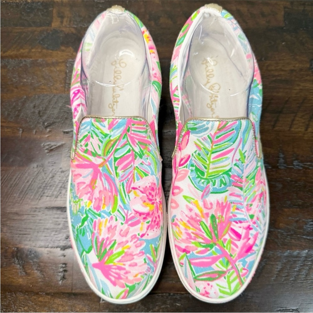 Lilly Pulitzer Julie Slip On Canvas Sneaker Size 8.5 Pop Up Lilly of the Jungle - Picture 3 of 11